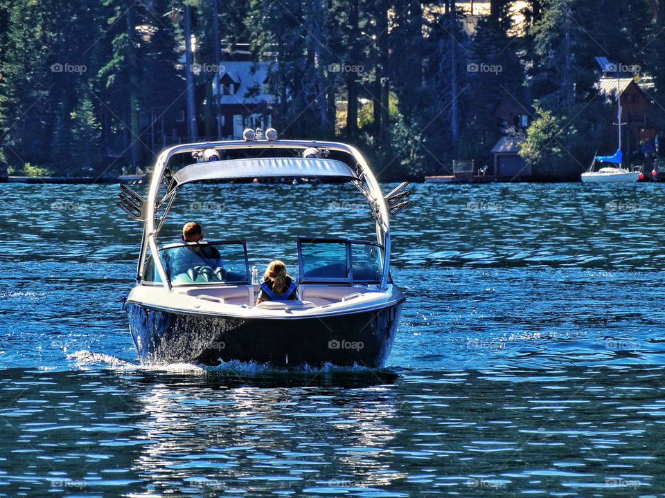 Out for a motorboat ride on a lake