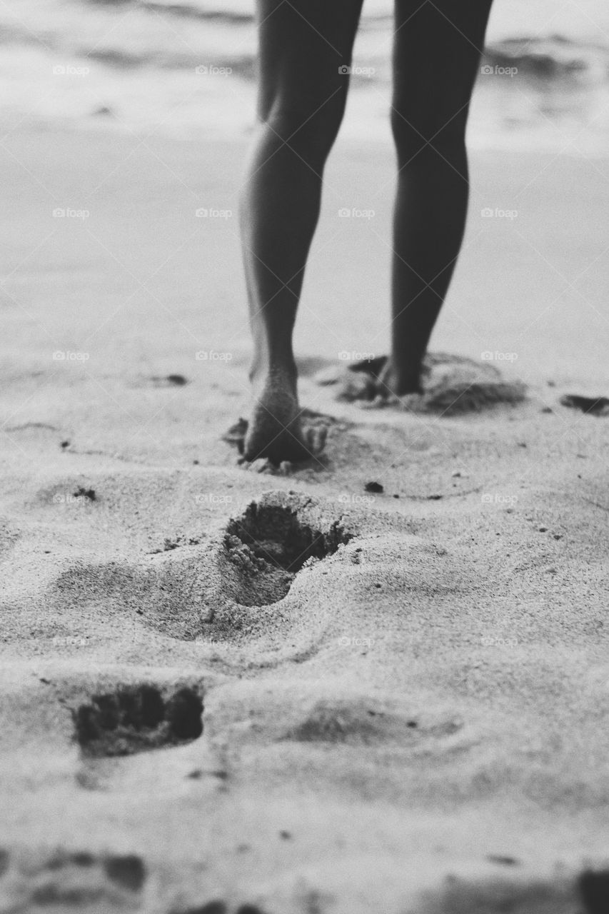 footprint on the sand beach