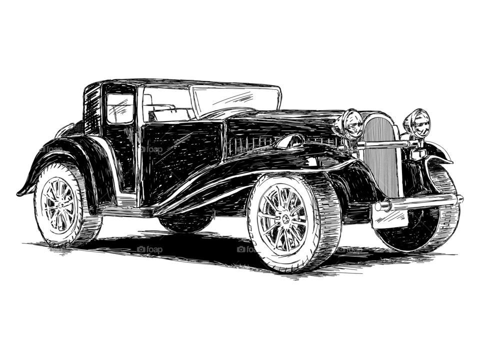 Vintage retro car automobile illustration