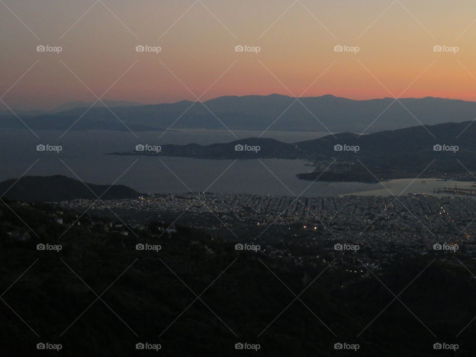 Disk over the coastal city