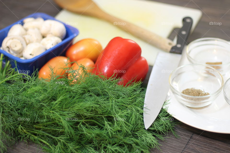 vegetarian ingredients for making dinner 