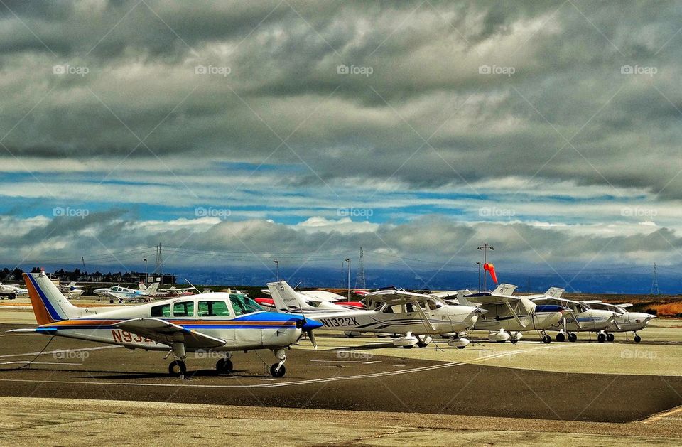 Light aircraft at American airport