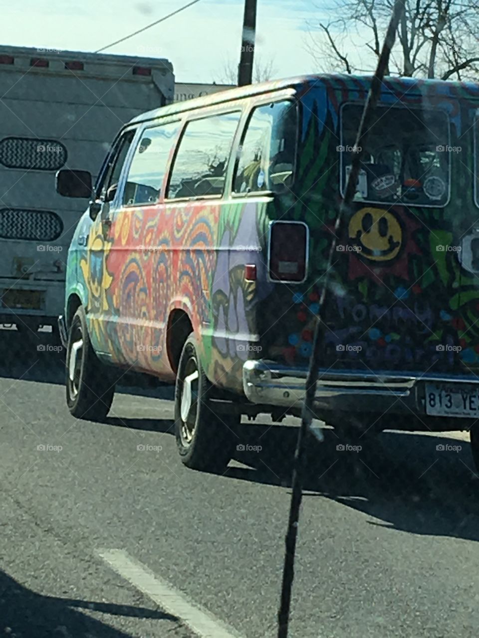 Seen this wild hippie looking van yesterday and just loved all the happy colors!