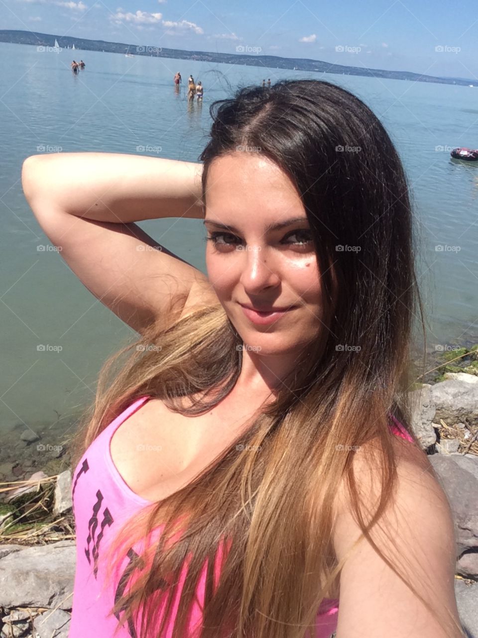 Close-up of woman at seaside