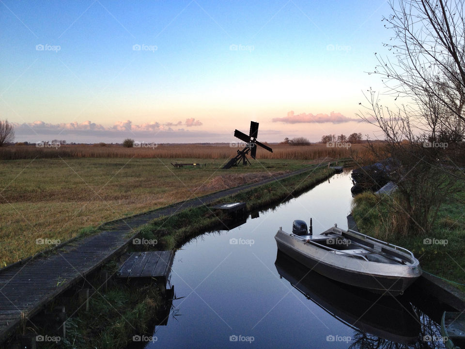 water boat netherlands dawn by marcografo