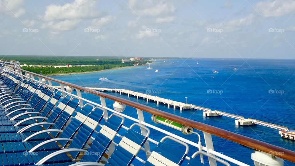 Blue Chairs Queued on Cruise