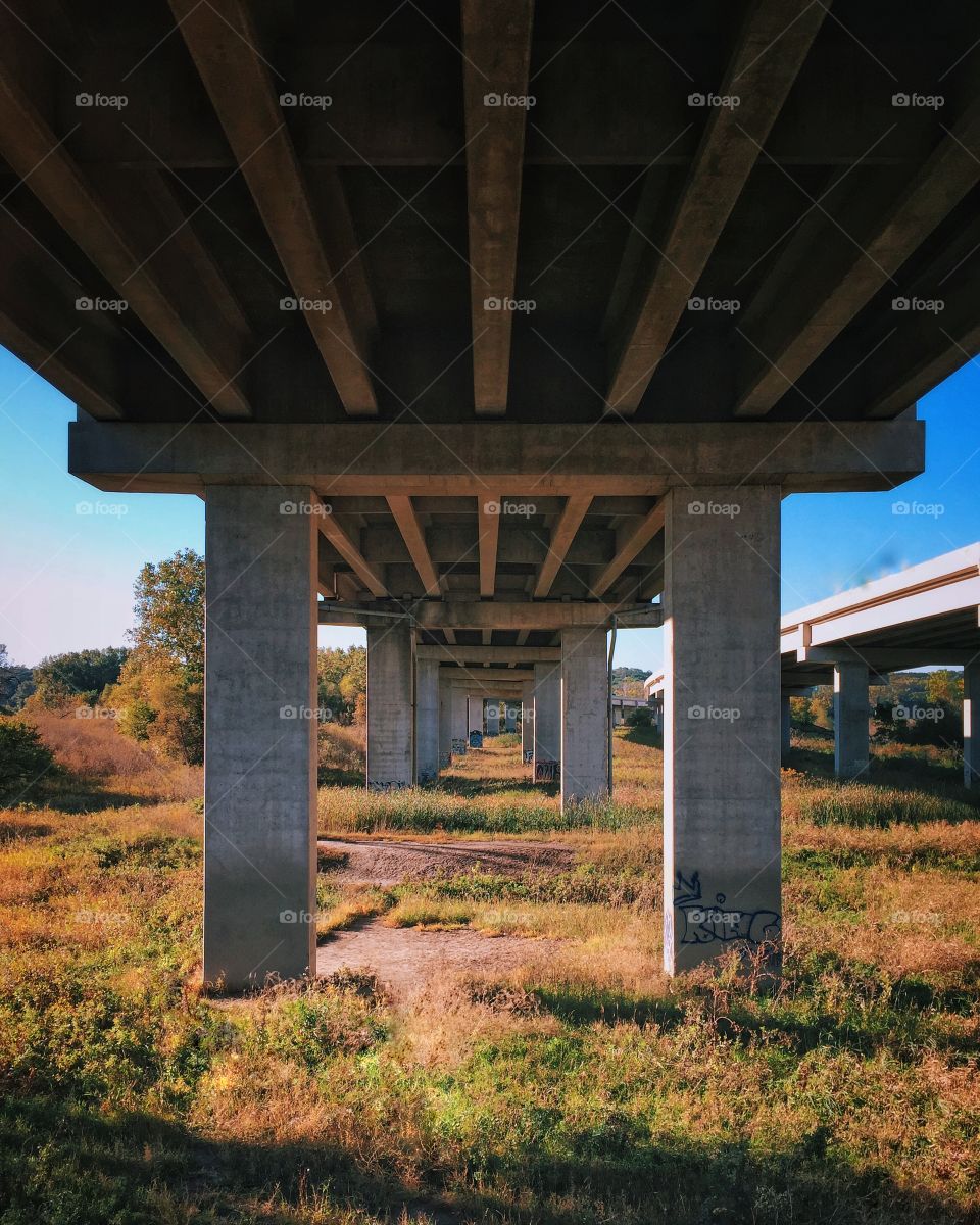 Pillars under and overpass 