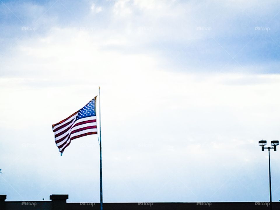 Flag flies for freedom. US flag flies 