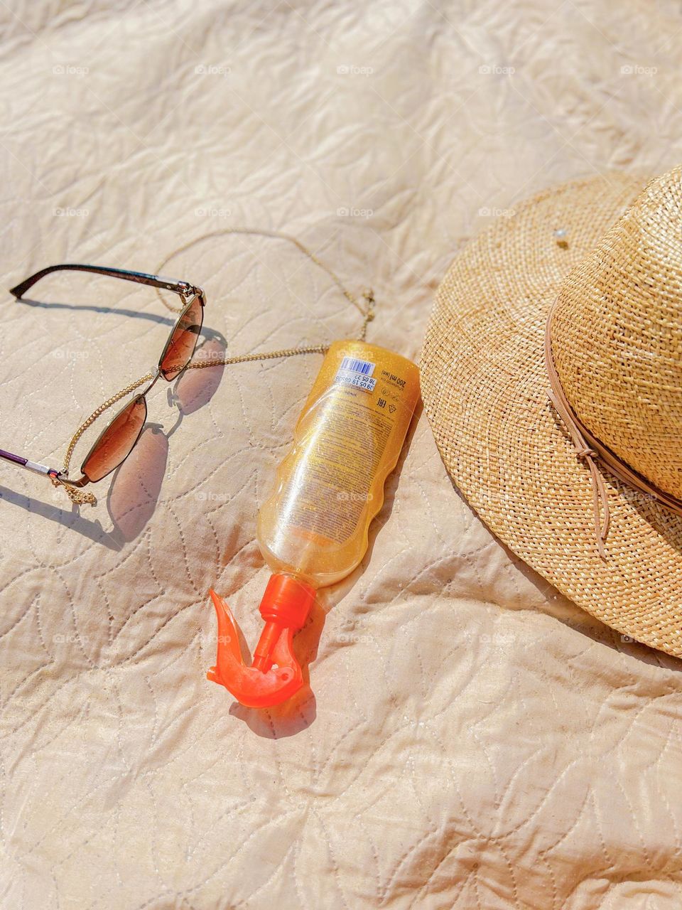 Still life, sunscreen and shoyapa