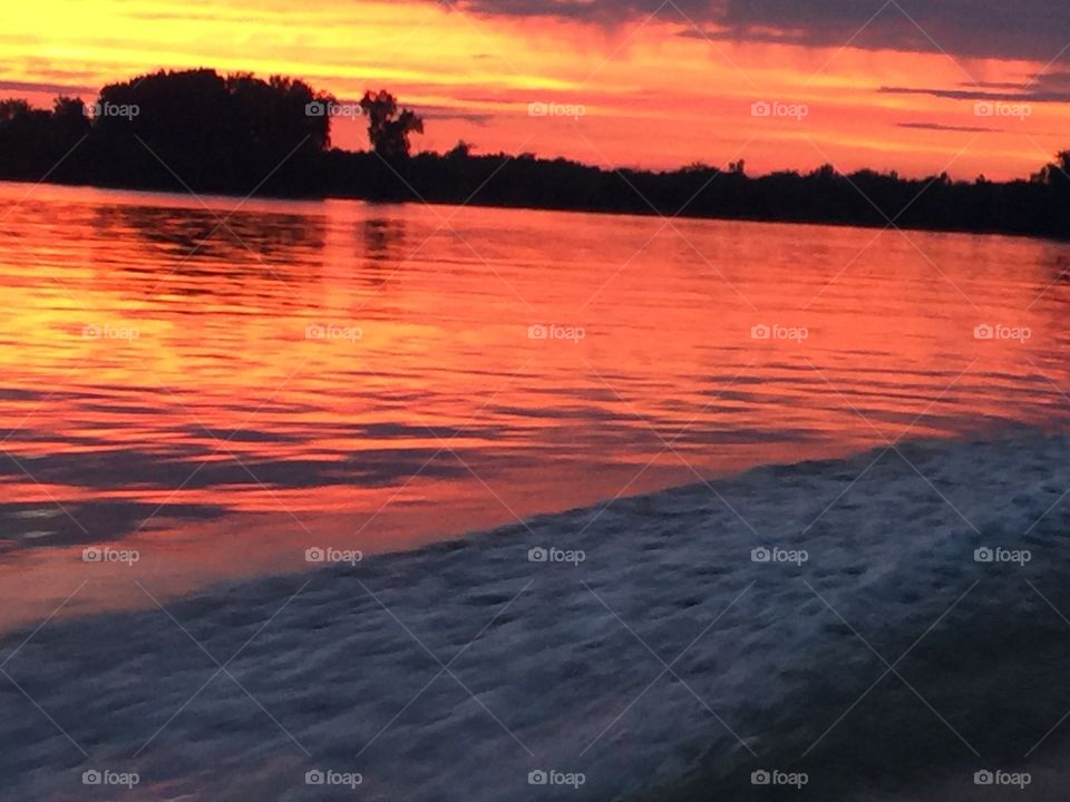 Sunset from back of boat