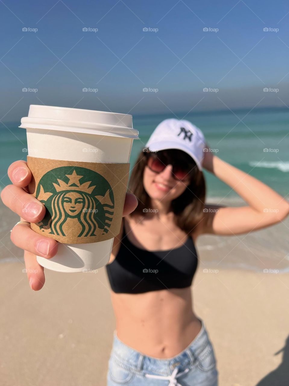Starbucks coffee on the beach