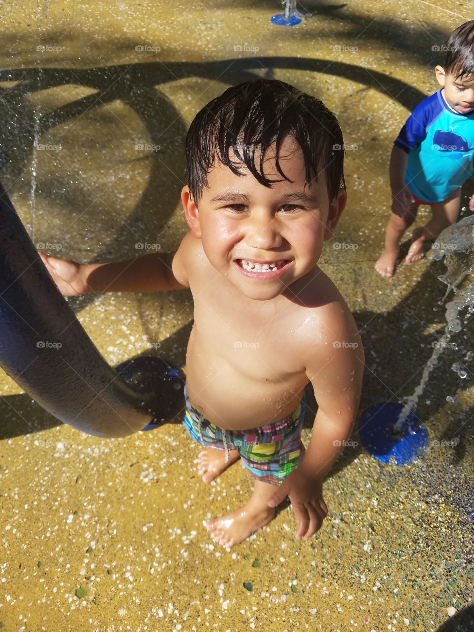 playing in water