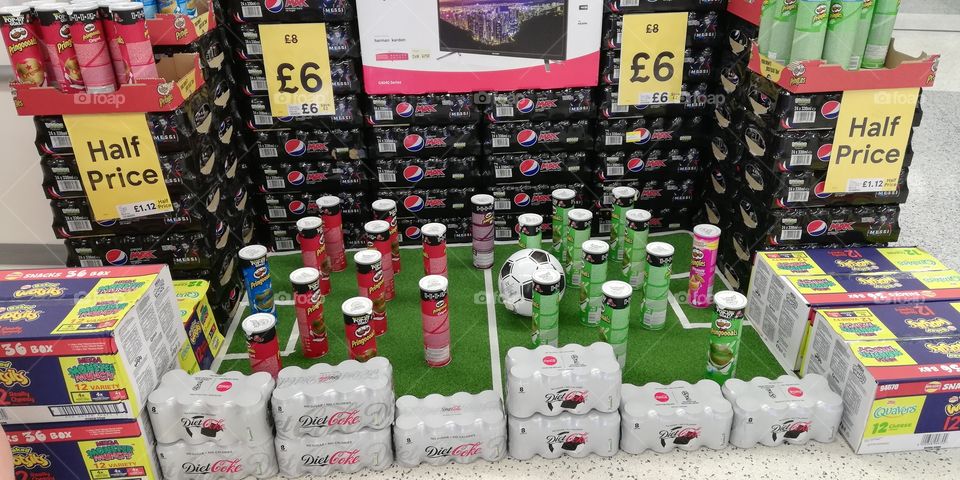 My local Tesco ready for the World Cup with this hilarious little set-up for the events.