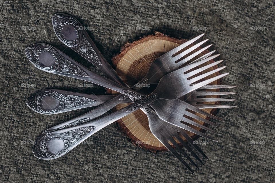 set of forks on the table