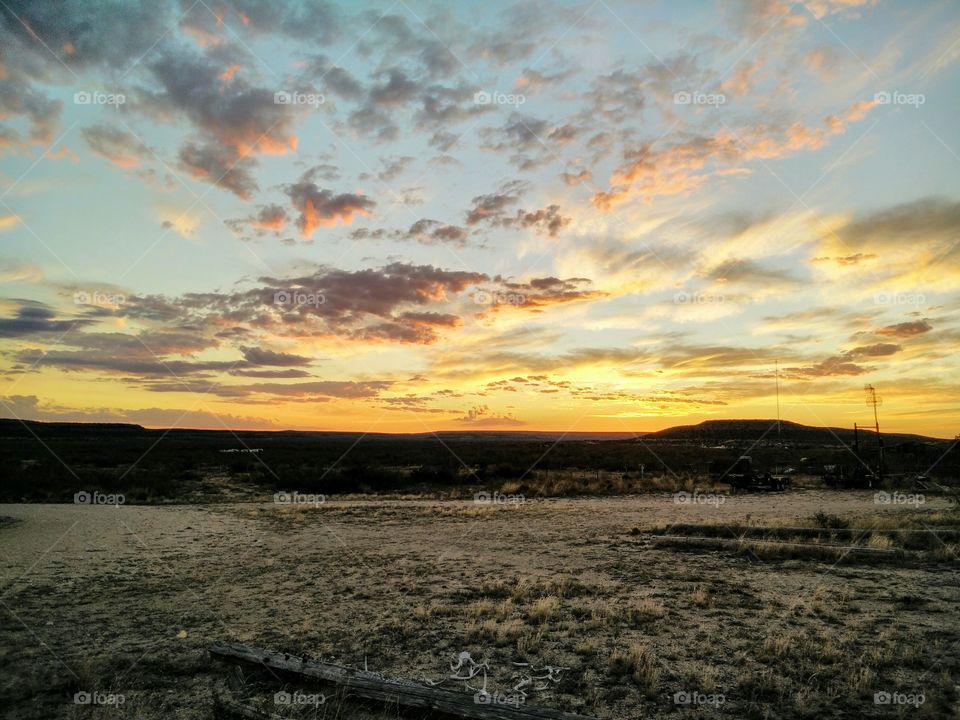 Sunset at a west Texas ranch