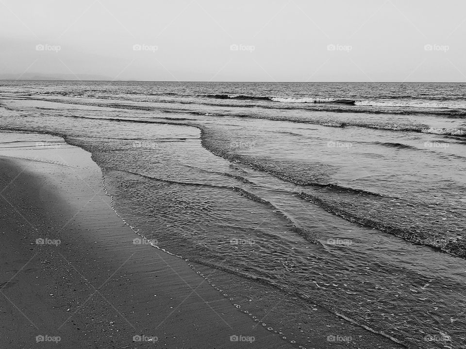 Scenic view of beach Black and white shot