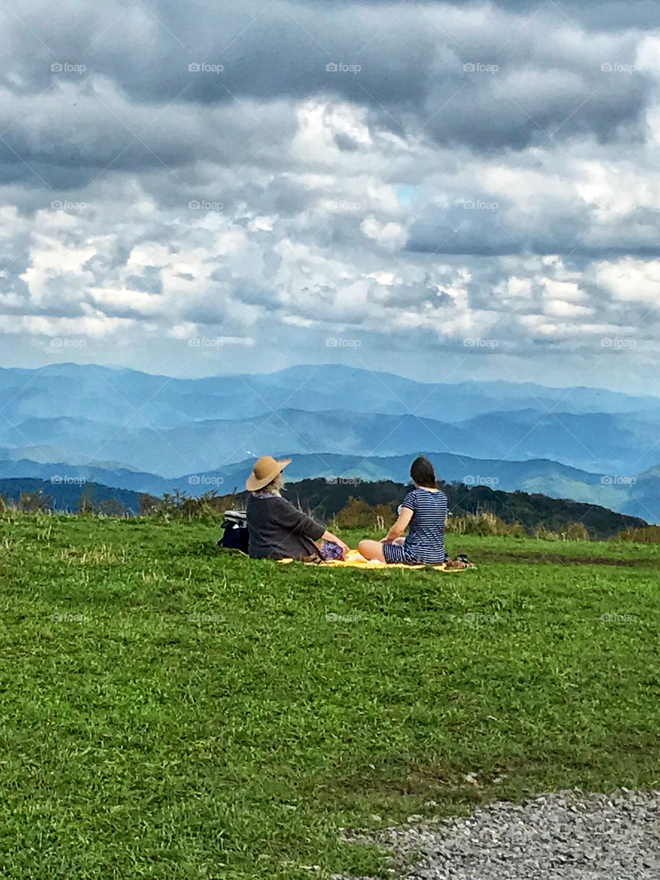 What a lunch time view from top of one mountain looking over mountain ranges