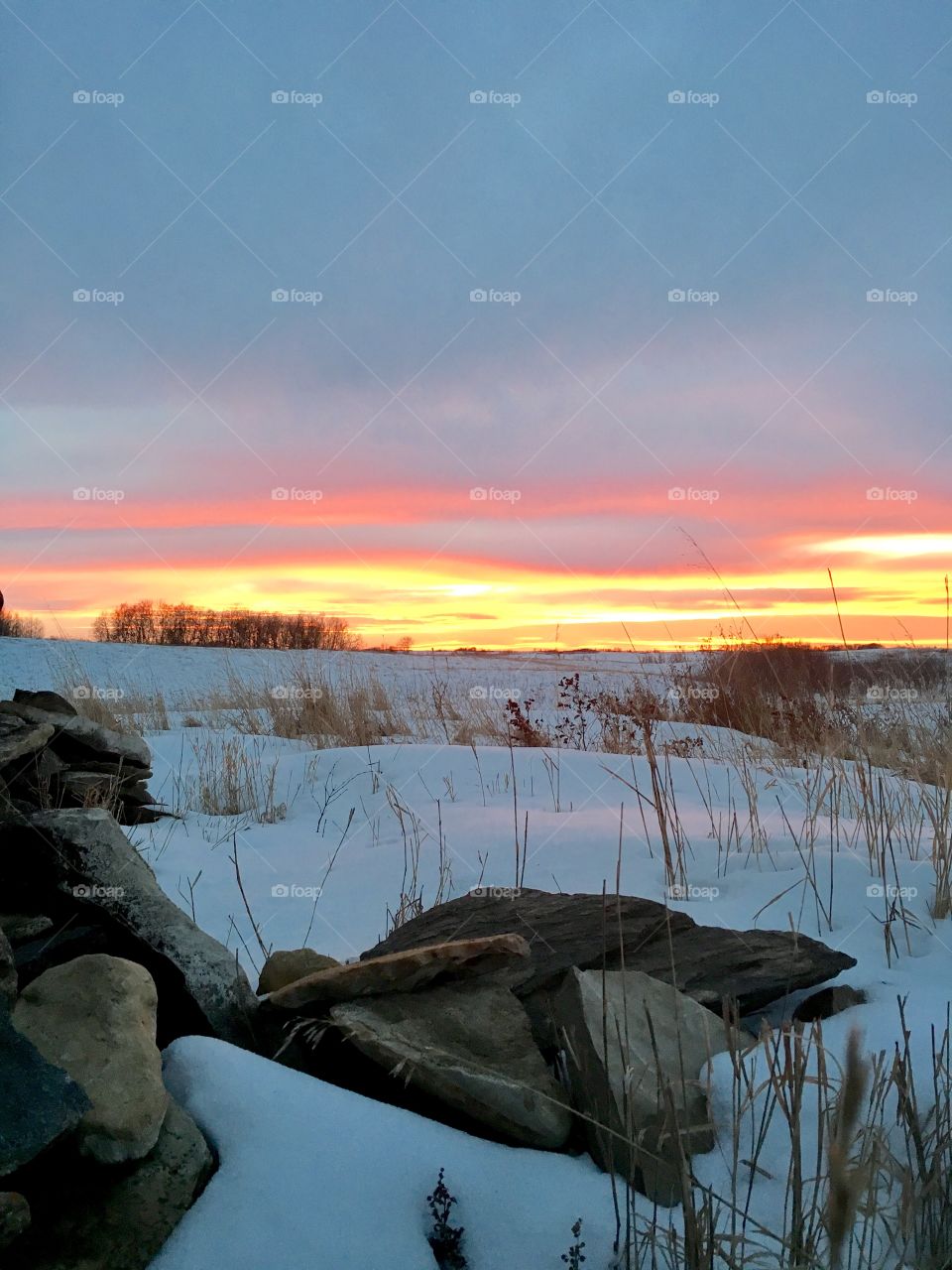 Rock pile in the sunset 