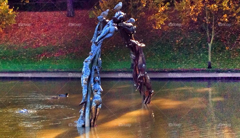 Statue on the lake