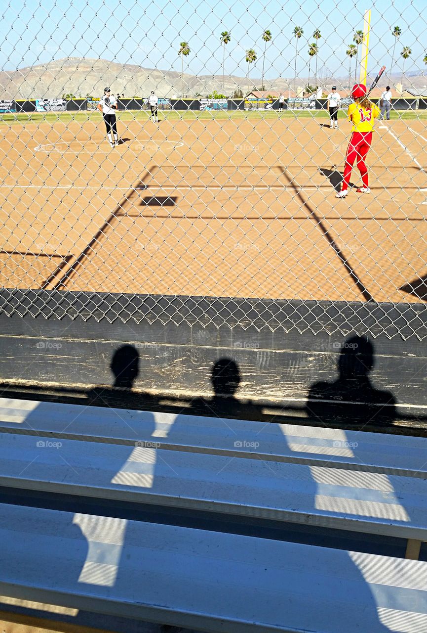 Shadow softball fans. shadow fans enjoying the game