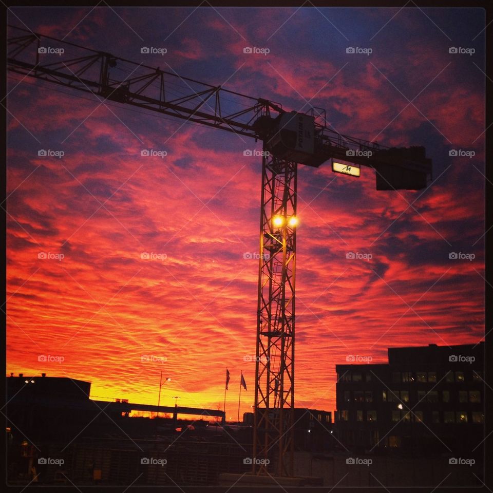 Building Malmö in sunrise