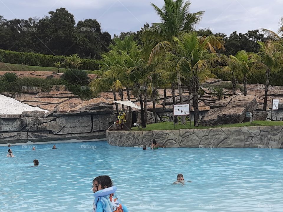 trees nature and artificial beach Aguas Quentes