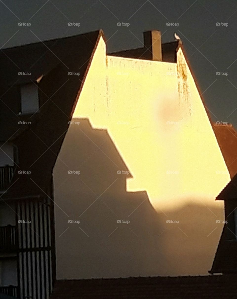 Reflection on a wall in Normandy