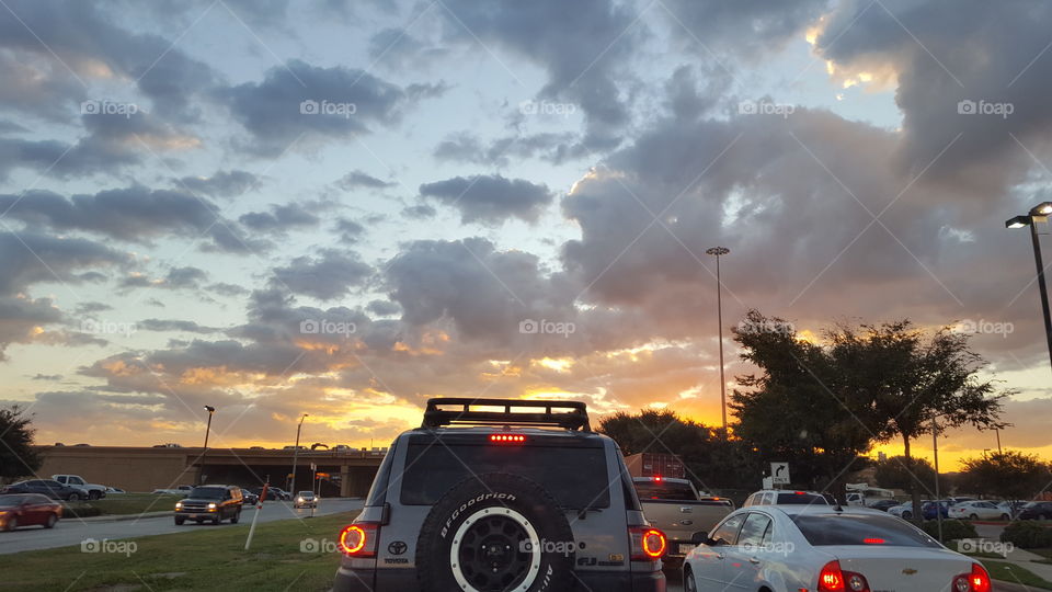 sunset in traffic