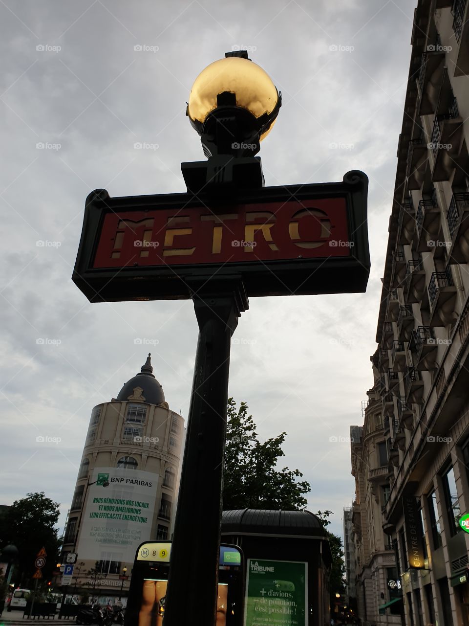 Metro station sign Paris France
