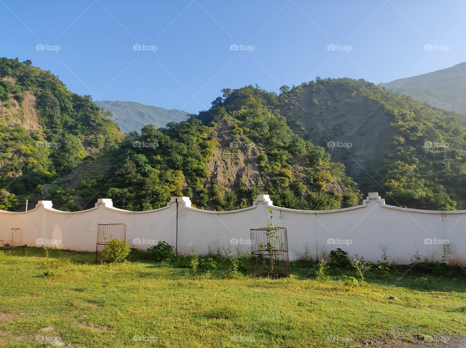 Mountain beside the fence
