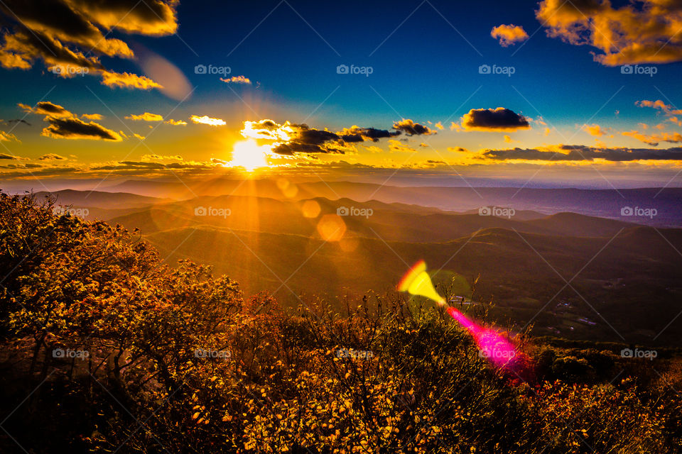 Sunset over the Blue Ridge and Allegheny Mountains from Shenandoah National Park