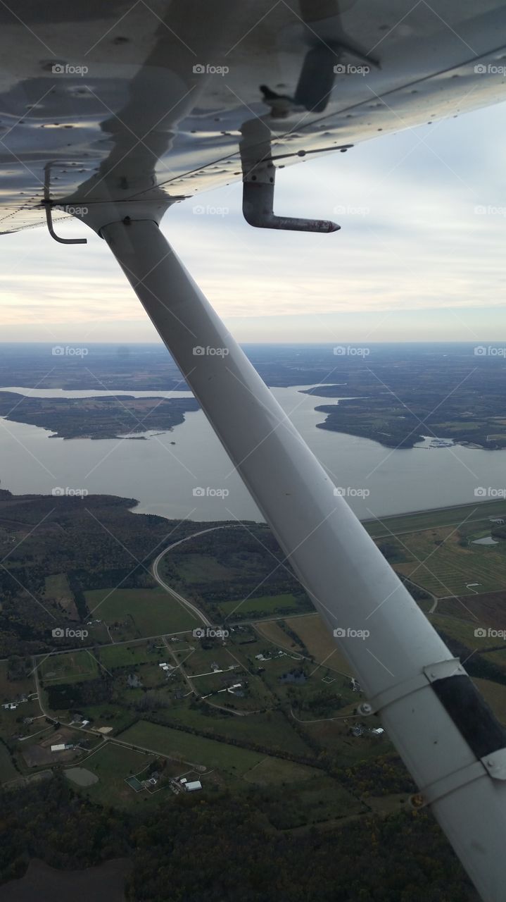 Flying lesson over Clinton Lake
