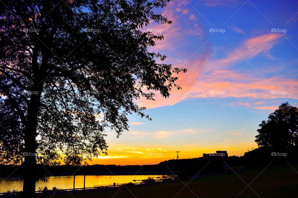 Sunset on the lake in Indiana 