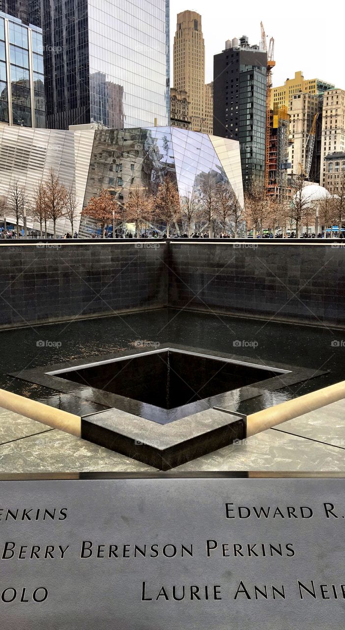 9/11 Memorial Fountain, World Trade Center, New York City, NY