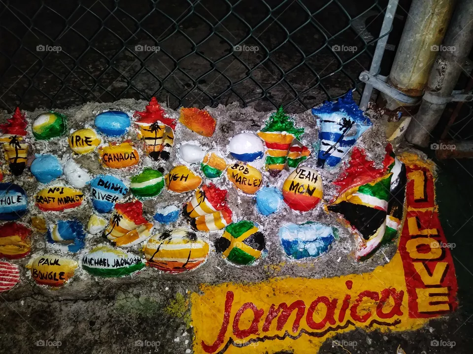 Jamaican art work at the Ochoa Rios craft market