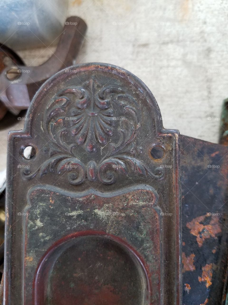 antique metal door plate.