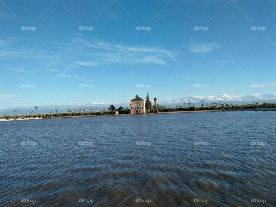 The famous Menara Garden at marrakech city in Morocco.