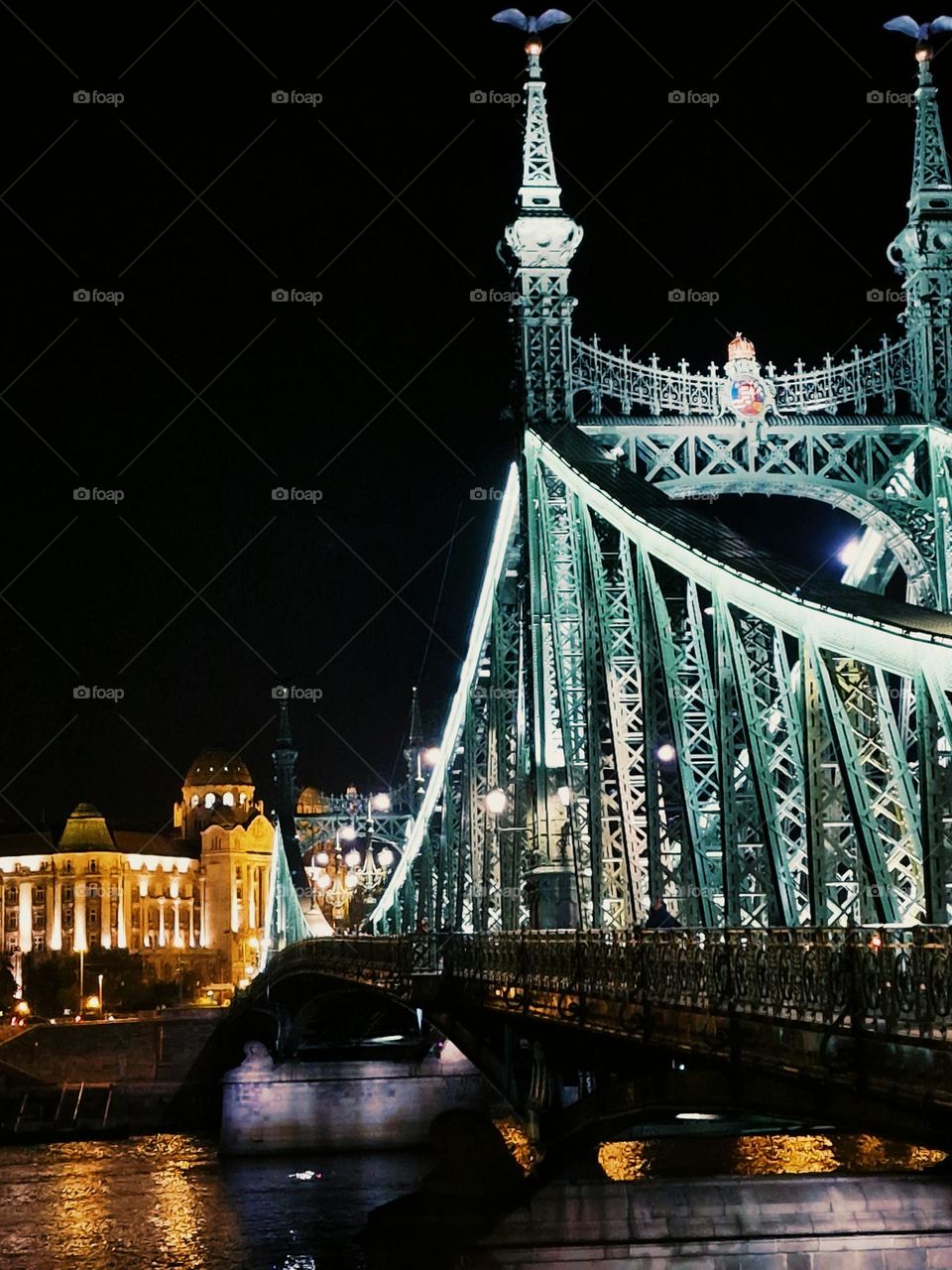 the bridge that connects Buda to Pest, Hungary