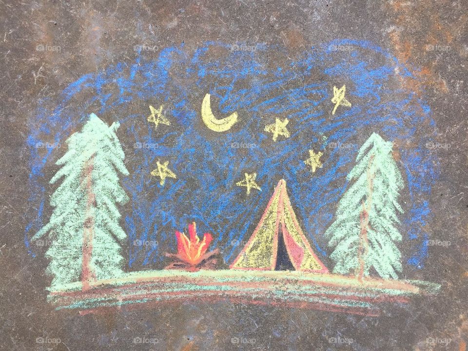 Camping Scene in Chalk