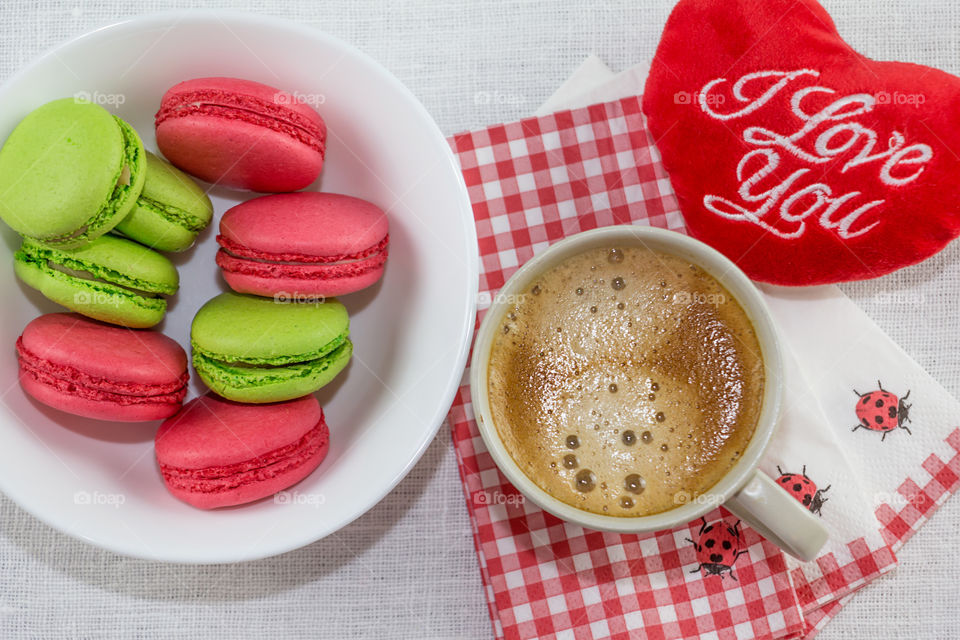 a cup of coffee and cakes