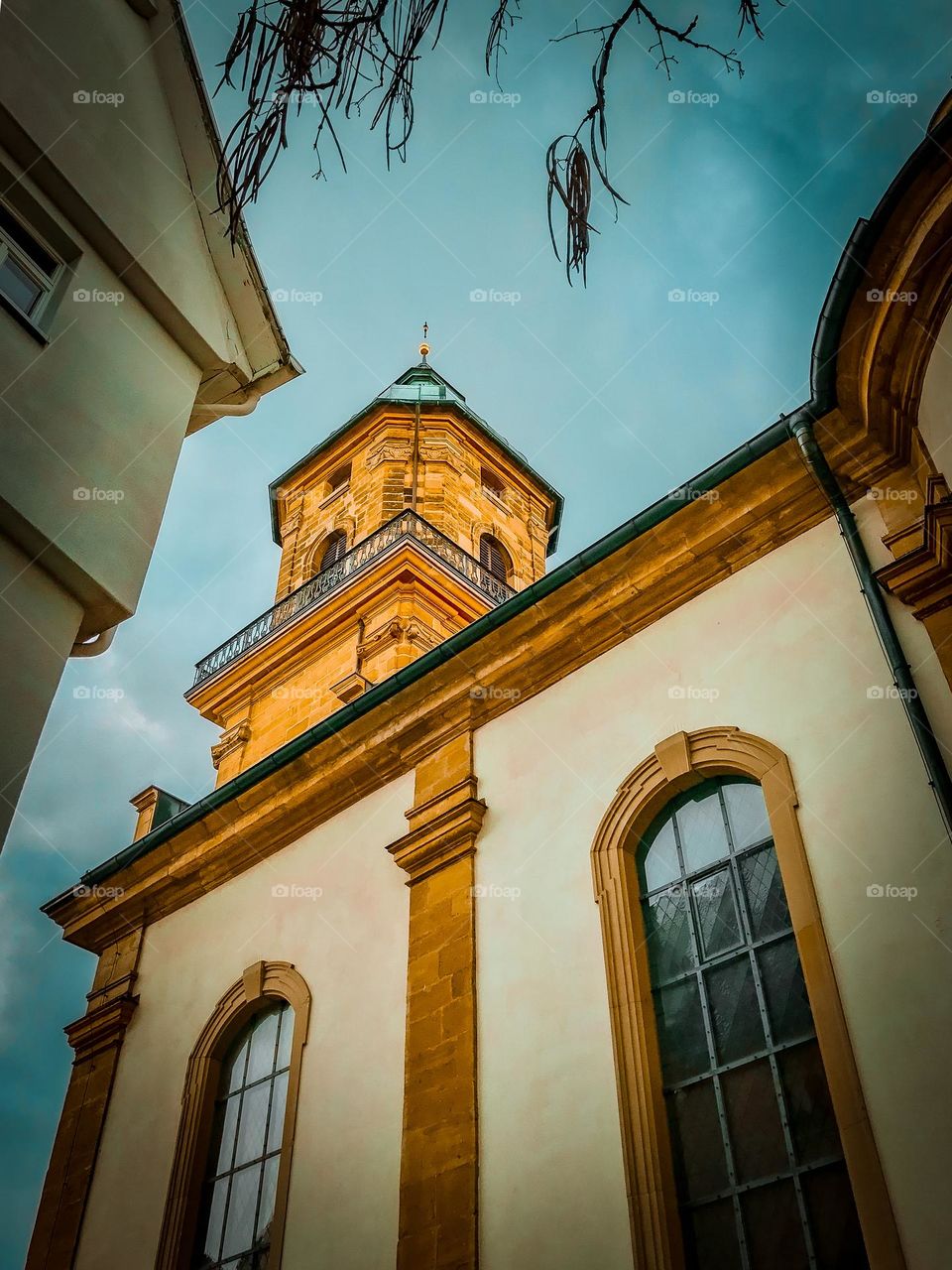 A low angle shot of a German church