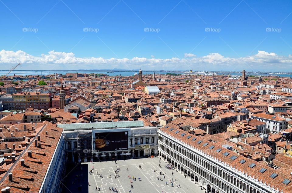 Venice central square from roof top 
