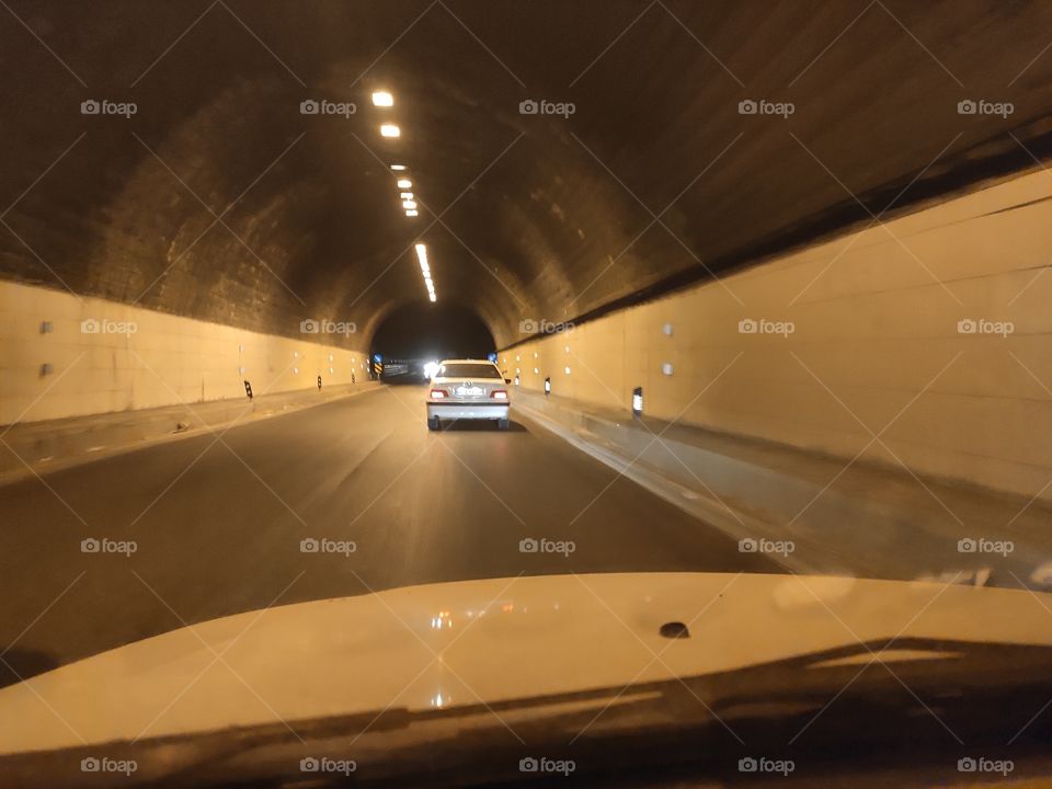 riding through the tunnel