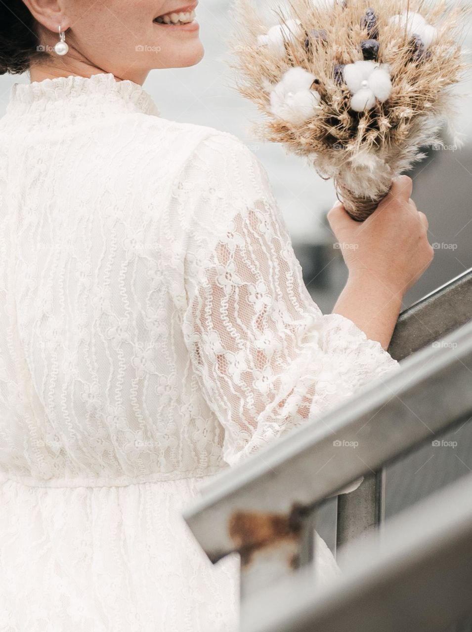 White subtle wedding dress