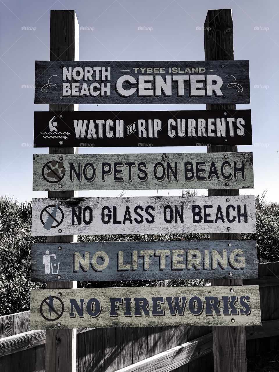 rules sign at tybee beach, ga