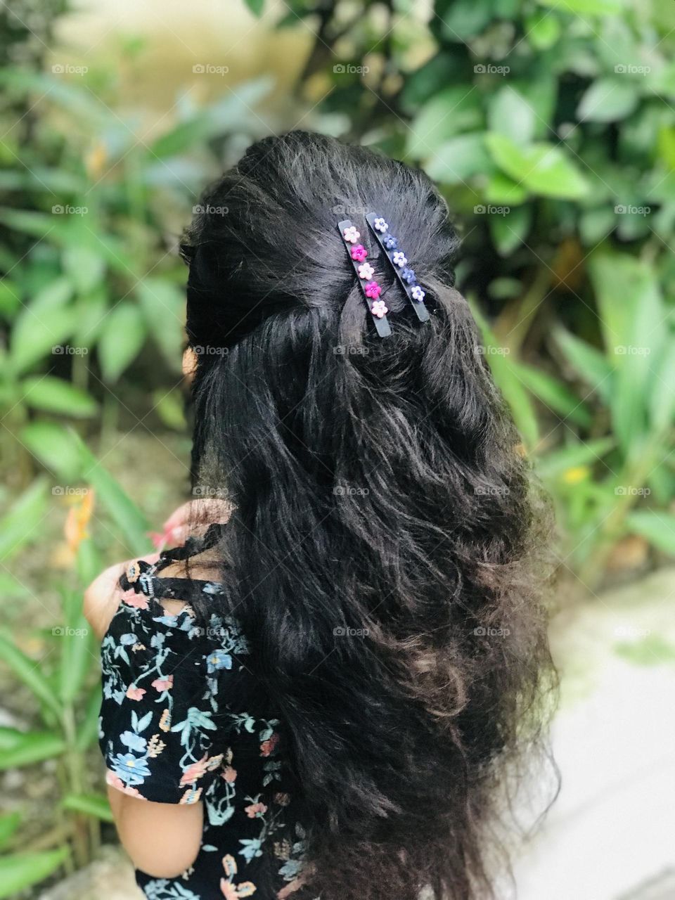 Beautiful long golden black curly hair 