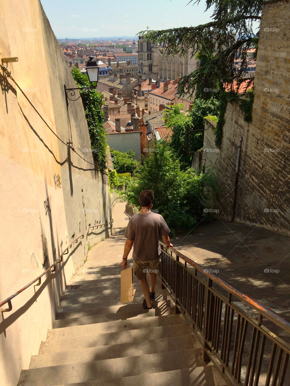 Old stairs down the hill into the city. Lyon