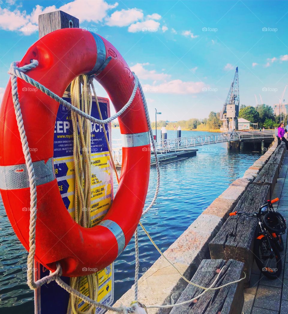 The Orange Life Bouy at the Wharf