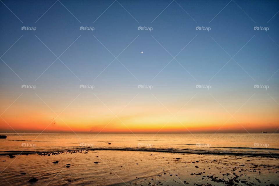 Twilight sky in sunrise moment at Beach in Thailand 