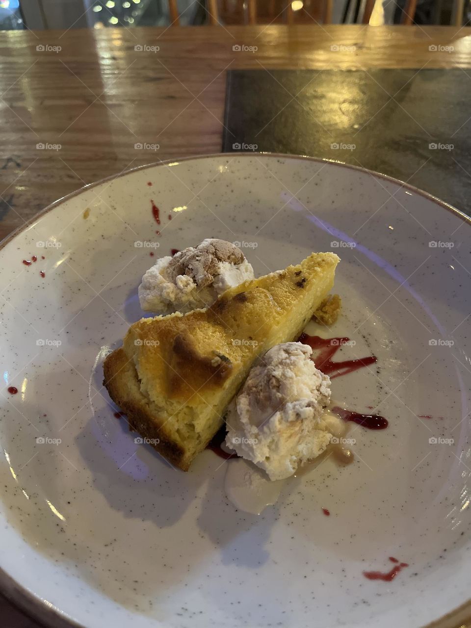 Ice cream and cheesecake for dessert 